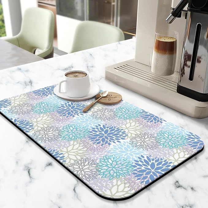 Fun Coffee Mat 19inx12in,Coffee Bar Mat for Countertops,Absorbent Hide Stain Anti-Slip Coffee Bar Accessories Fit Under Coffee Machine Mat,dish Drying Mats for Kitchen