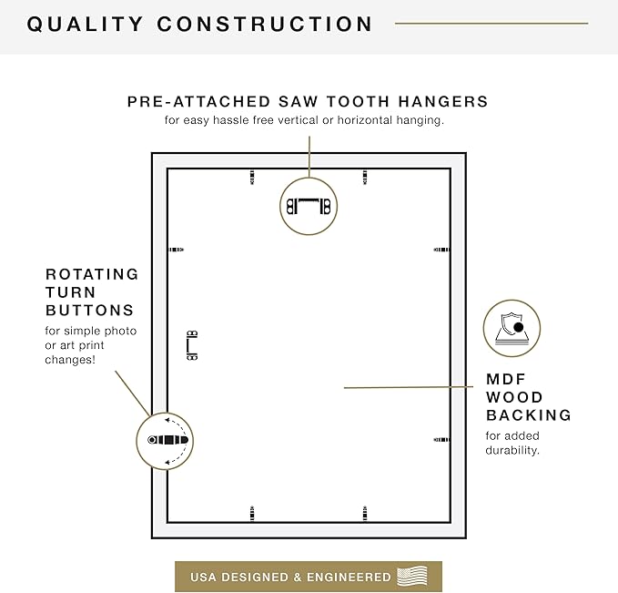 MCS Studio Gallery 16x20 Poster Frame Black Woodgrain Engineered Wood, Vertical & Horizontal Wall Hanging Large Picture Frame for Photos, Posters & Art Prints (1-Pack)
