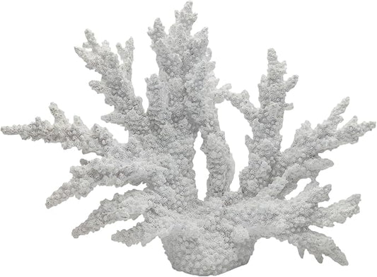 Etlemonde White Coastal Beach Coral Reef Decor Resin Statue - Faux Sea Coral Reef for Bathroom Shelf, Coffee Table, Nautical Beach House Home Decor Accent