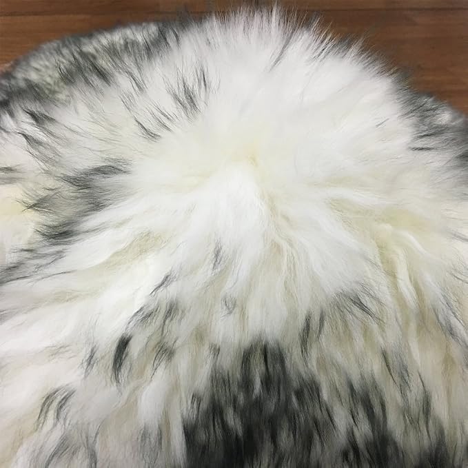 HUAHOO Premium Genuine Sheepskin Rug White Gray Real Australia Sheepskin Natural Lambskin Fur Area Rug Seat Covers for Kids Bedroom Sofa Chair Cover Pets Dogs Mat Eight Pelt / 6.2' x 7' Wolf Tip