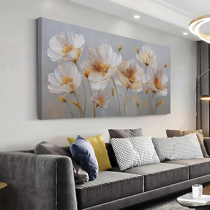 Ggaafet Yellow Flowers Wall Art for Bedroom Canvas Oil Painting Prints Beautiful Floral Blooming Art Deco Pretty Artwork Office Family Dining Room Decor