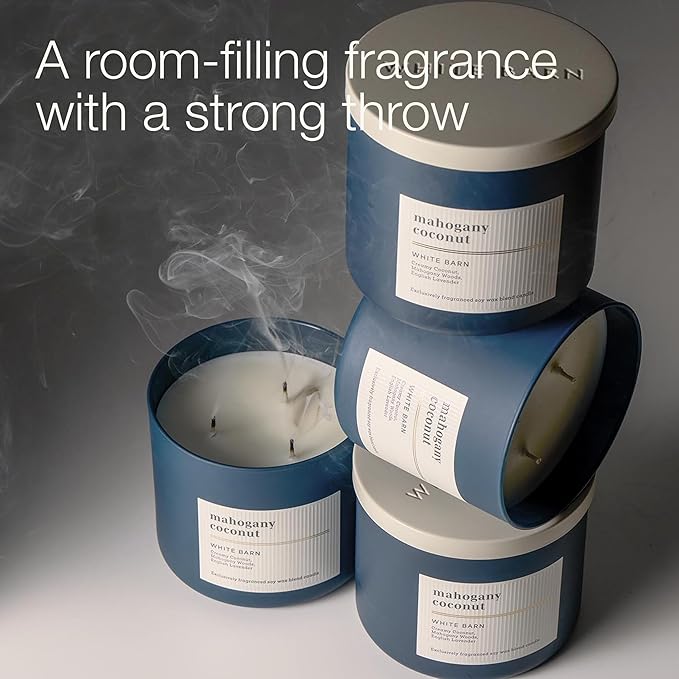 Bath & Body Works 3-Wick Candle, Mahogany Coconut Candle, Strong Throw, Long-Lasting Burn Up to 45 Hours, Exclusively Fragranced Soy Wax Blend, 14.5 oz - 2 Pack