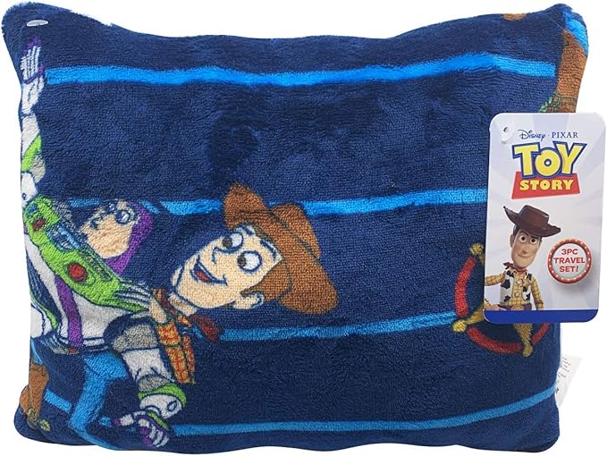 Jay Franco Disney Pixar Toy Story Travel Set - 3 Piece Kids Travel Set includes Blanket, Pillow, & Plush - Featuring Woody (Offical Disney Pixar Product)