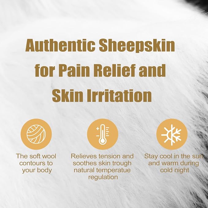 Drydiet 2 Pcs Natural Sheepskin for Bed Sores and Skin Imitation Wool Medical Sheepskins with Non-Slip Back for Pain Relief and Discomfort, Wool Seat Pad, 17 in x 17 in(Circle,White)