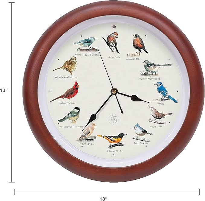 Mark Feldstein, The Original Singing Bird Clock, 25th Anniversary Edition, 13 Inch, Premium Cherry