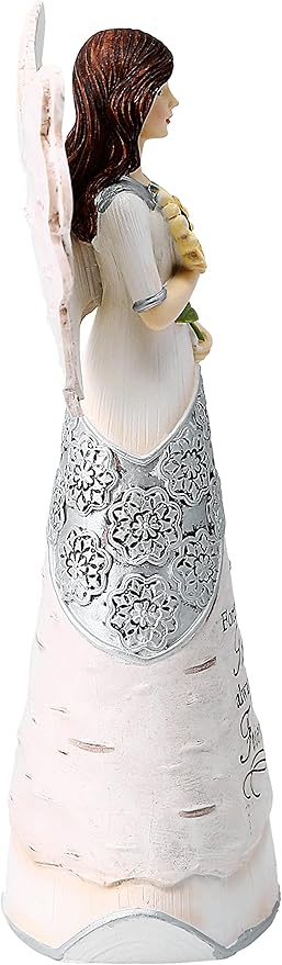 Elements Sister Angel Figurine by Pavilion, 6-1/2-Inch, Holding Sunflower, Inscription Forever My Sister Always My Friend,White