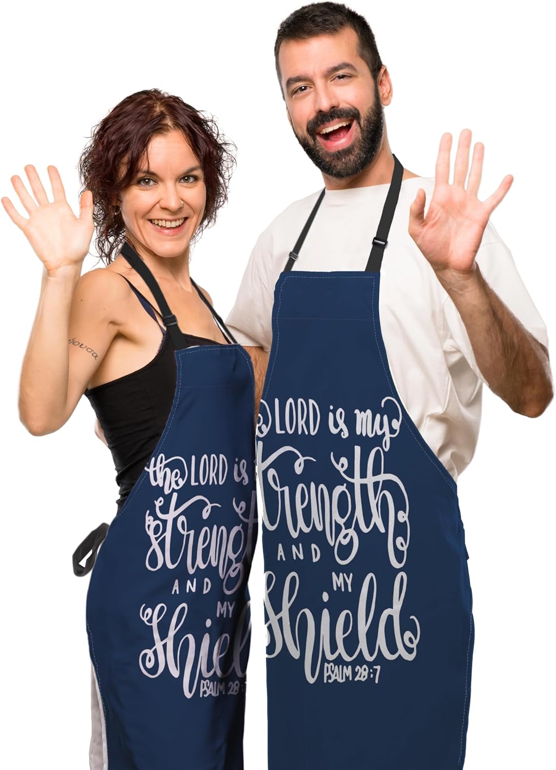 Baking Apron for Men the Lord Is My Strength and My Shield Bible Verse Modern Cute Aprons for Men for Kitchen Cooking Restaurant BBQ Painting Crafting 27” (W) x 31” (H), Waterproof Aprons
