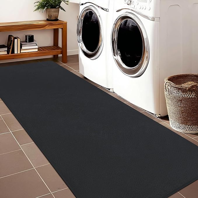 qulint Dark Grey Runners for Hallways 2x6, Modern Washable Kitchen Runner Rug Non Slip Soft Thickened Memory-Foam Indoor Besides Rug, Minimalist Solid Carpet for Entrance Laundry Home Decor
