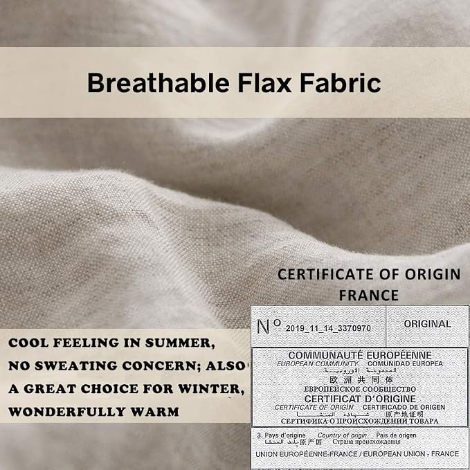Simple&Opulence 100% Linen Duvet Cover Set with Embroidery Border Washed - 3 Pieces (1 Duvet Cover with 2 Pillow Shams) with Button Closure Soft Breathable Farmhouse - Linen, Queen Size