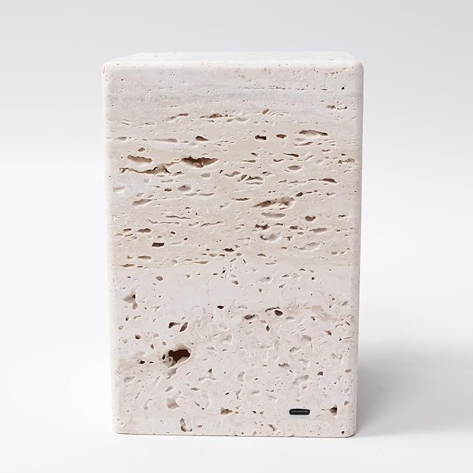 Sissi & yaya Marble Mood Light, Three Color Dimmable LED Accent Light, Natural Quality Travertine, Nightstand and Home Decor, Holiday Gift, Special Occasion. (Square Lamp - Large)