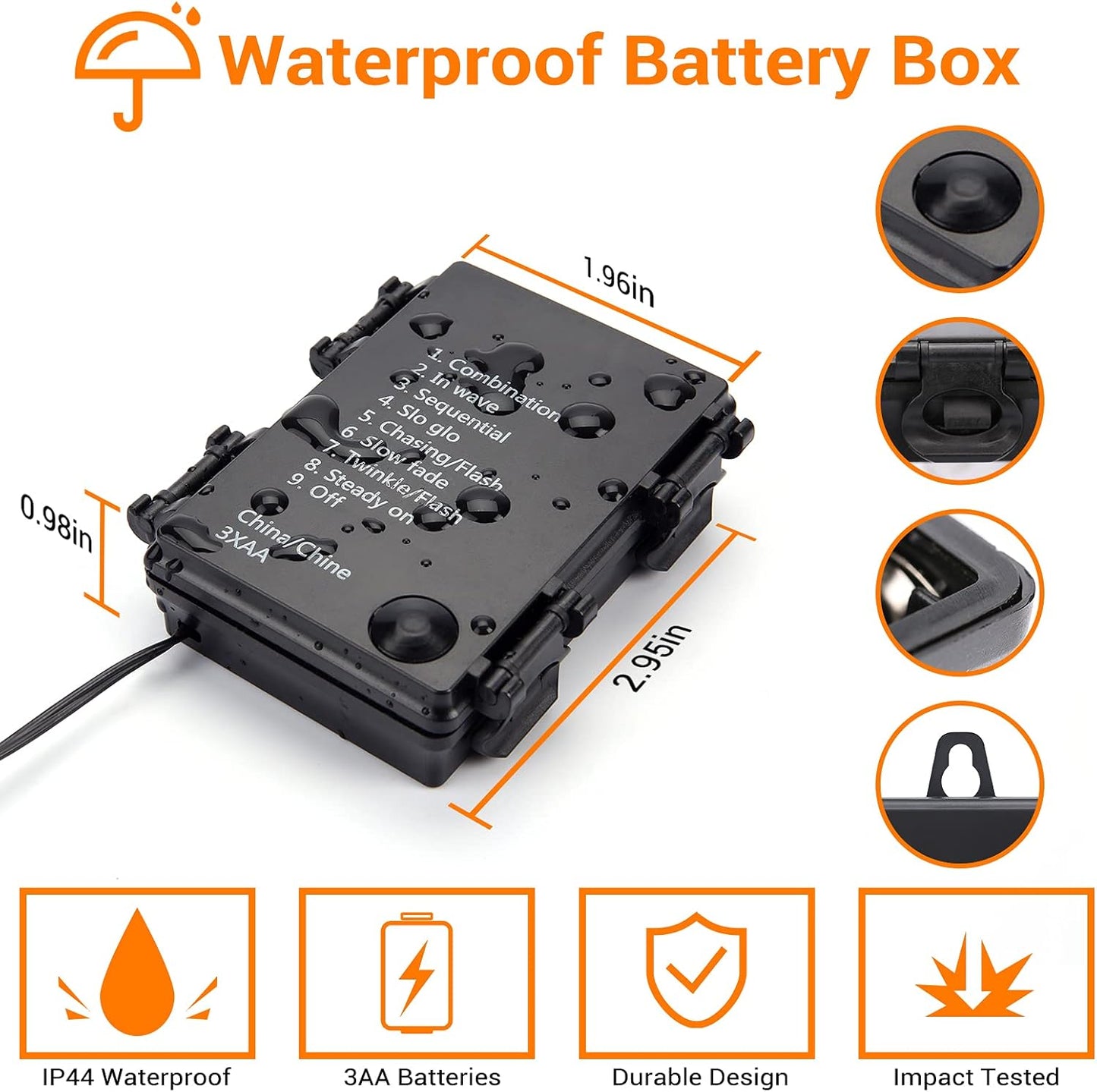 iBaycon 2 Pack 50 LED Battery Halloween Lights, 16.4ft Battery Operated Halloween Lights, Orange Purple Waterproof Twinkle Fairy Lights with 8 Modes & Timer for Indoor Outdoor Halloween Decorations