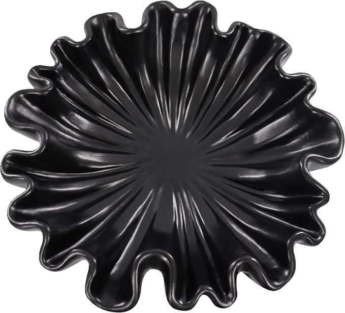 12" Large Decorative Bowl decor - Scalloped Decorative Bowls for Home Decor - Organic Fluted Modern Home Decor,Ruffle Decor key bowl,bowl for keys,Black