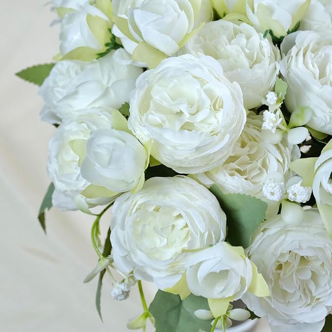 6 Pcs Peonies Artificial Flowers Bulk, Light Pink Silk Peonies Fake Bouquet for Floral Centerpieces, Realistic Faux Peony Flower for Flower Arrangements Wedding Decoration vase