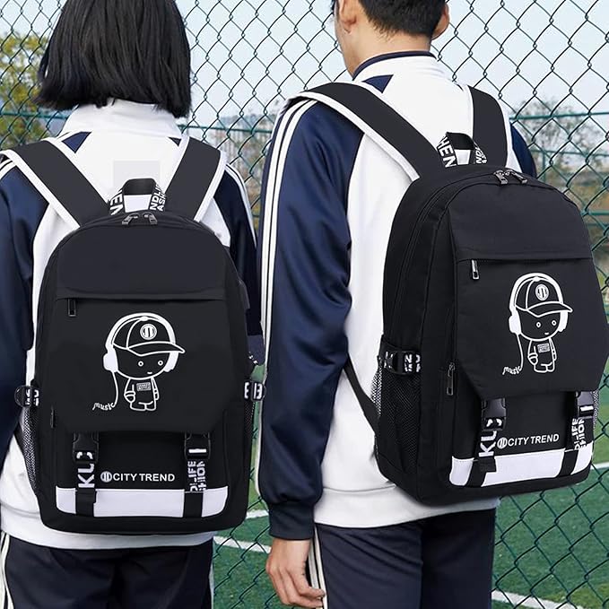 Asge Large Teens School Backpacks Waterproof Nylon Football Printing for 8-15 Years Boys & Girls