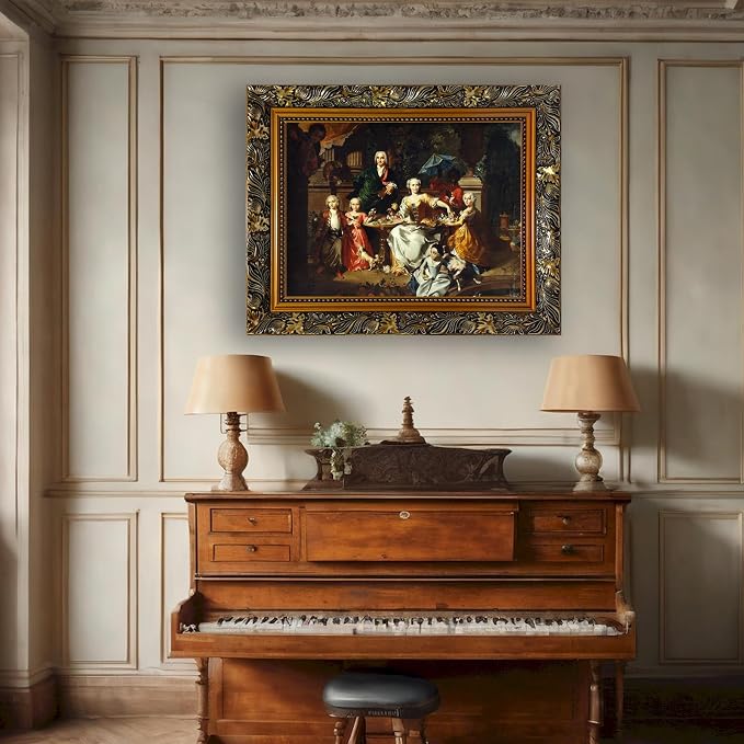 Akfado Ornate Canvas Frame for 24x36 Oil Painting, Classic Ornate Art Frame for Old Prints Artwork, Vintage Gold Wall Decor for Bedroom Dining Room Kitchen (No Front Cover & Backboard)
