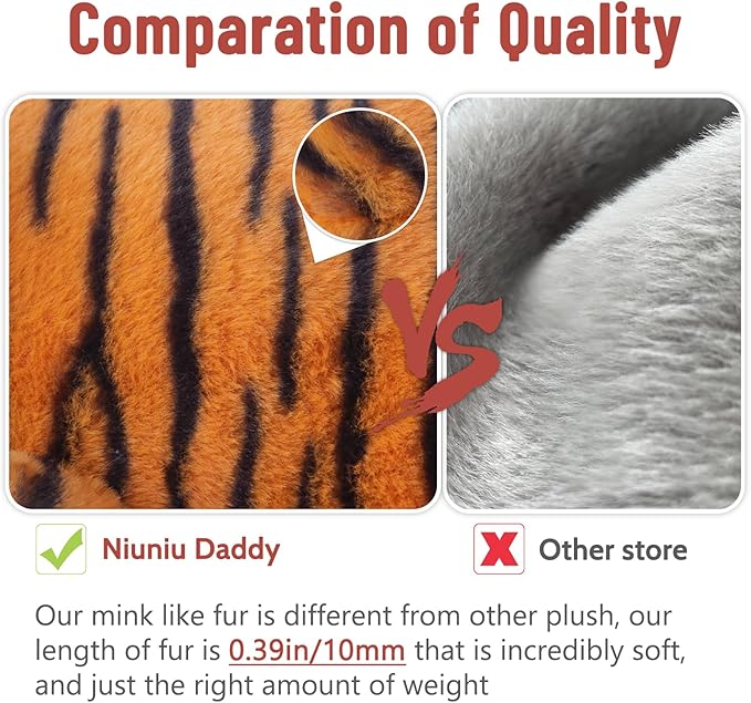 Niuniu Daddy 20" | 3.3 Pound Tiger Weighted Stuffed Animals for Adults, Stuffed Tiger Plush Toy for Toddler Teens Kids, Large Fluffy Plushy Pillow with Soft Fur for Present Christmas Birthday