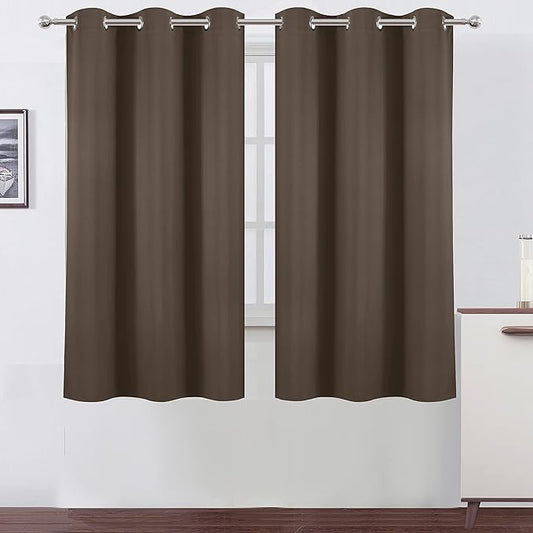 LEMOMO Chocolate Brown Thermal Blackout Curtains/38 x 63 Inch/Set of 2 Panels Room Darkening Curtains for Bedroom