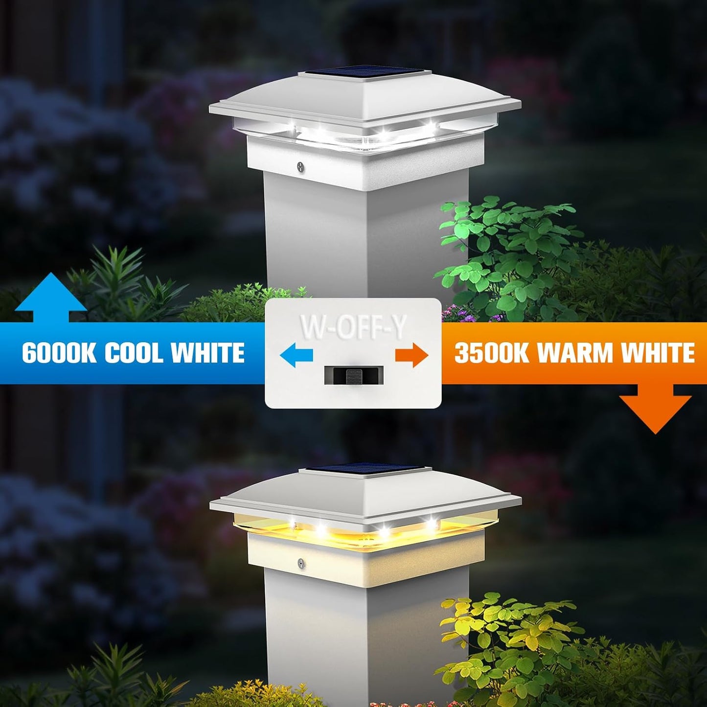 VOLISUN Solar Post Cap Light Outdoor Waterproof 12pack,Solar Fence - Post Lights for 4x4 5x5 6x6 Wooden/Vinyl Post,White Deck Cap Light Solar Powered with Warm White for Garden/Patio/Porch