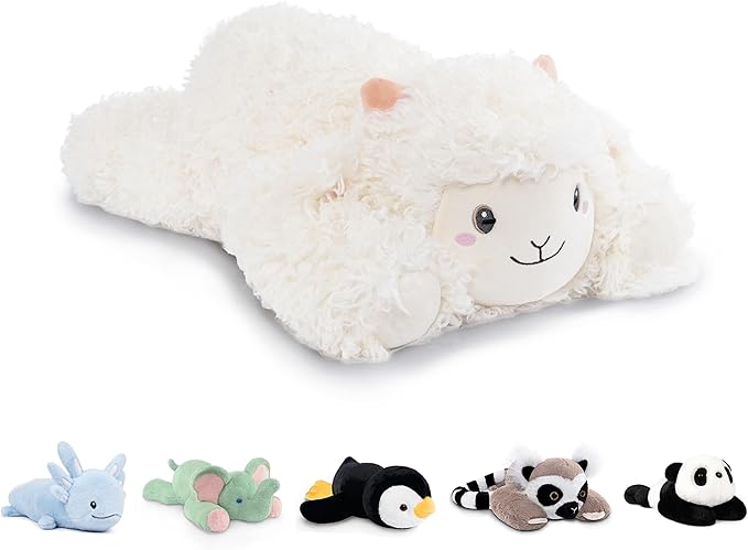 Niuniu Daddy 20" | 3.3 Pound Sheep Weighted Stuffed Animals, Large White Goat Pillowfort Stuffed Lap Animal Toys for Kids Adults, Big Plush Body Pillow for Presents Birthday Christmas Holiday