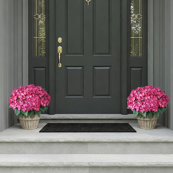 FOTEEWL 16 Bundles Artificial Hydrangea Flowers for Outdoor Decor, Realistic Faux Silk Bouquets Sun-Resistant Fake Plants for Front Door Balcony Farmhouse Garden Home Spring Summer Decor (Rose Red)