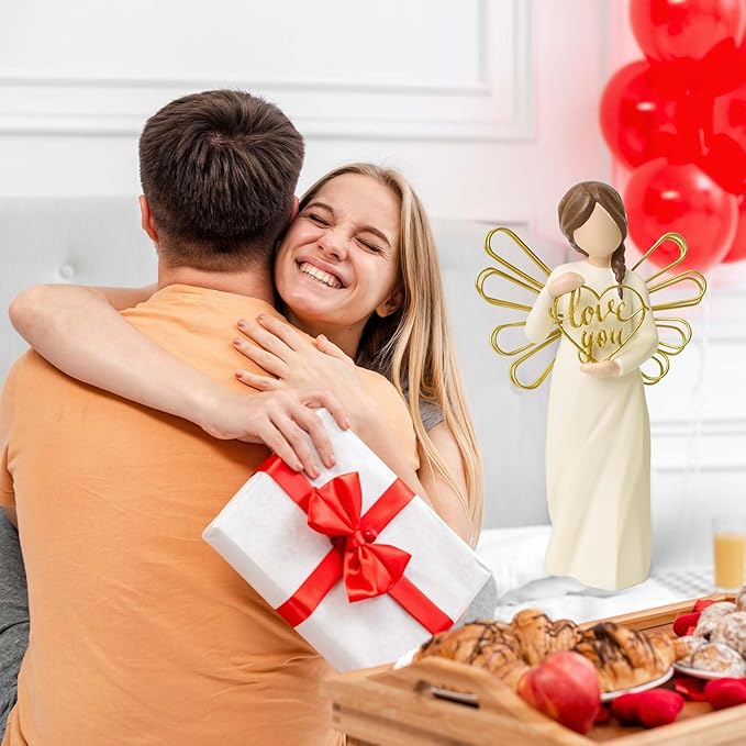 Love You Angel Figurines Gifts, Anniversary for Women, Heartfelt Home Décor Accent, Perfect Sentimental Gift to Girlfriend, Boyfriend, Wife, Husband, Sculpted Hand-Painted Figurine