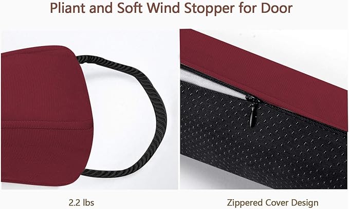 Sunolga 2 Pack 38 Inches Door Draft Stopper 2.2LB Under Door Noise Air Stopper, Sound Proof Draft Guard for Doors and Windows,Machine Washable, Black and Red