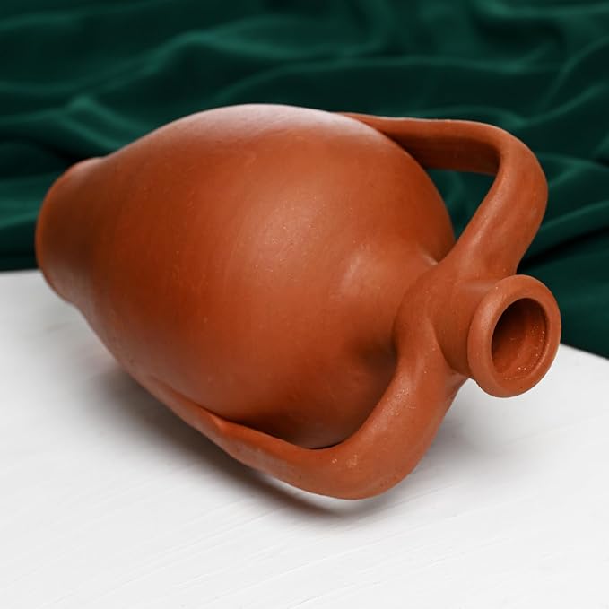Terracotta Double Handled Amphora Water Jug, Clay Pitcher, Wine Carafe, Home Decor Vase, Pottery Jar, Traditional Kitchen Gift, Fit for DIY!