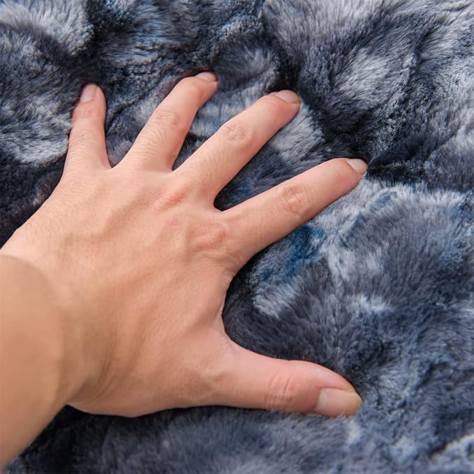 A Nice Night Faux Fur Soft Reading Pillow Bed Wedge Adult Backrest with Arms Back Support for Sitting Up in Bed/Couch for Bedrest,Tie Dyed Gray,Large