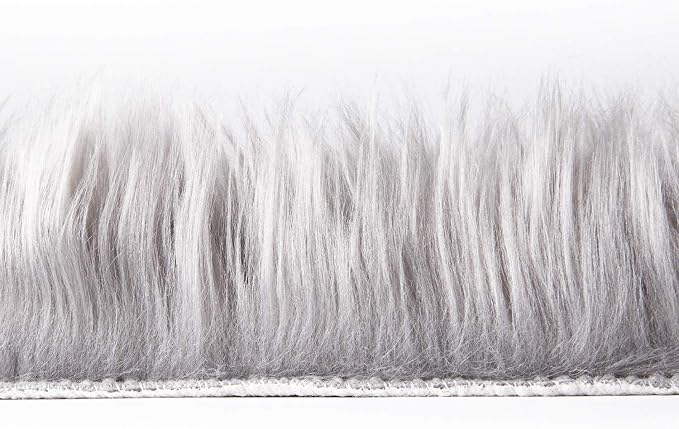 Ashler faux fur rug, Fluffy Shaggy Area Rug Ultra Soft 2 x 3 Feet Sheepskin Fur Rug, Grey Fuzzy Rug Machine Washable Shag Rug, Nursery Decor Throw Rugs for Bedroom, kids room, Living Room