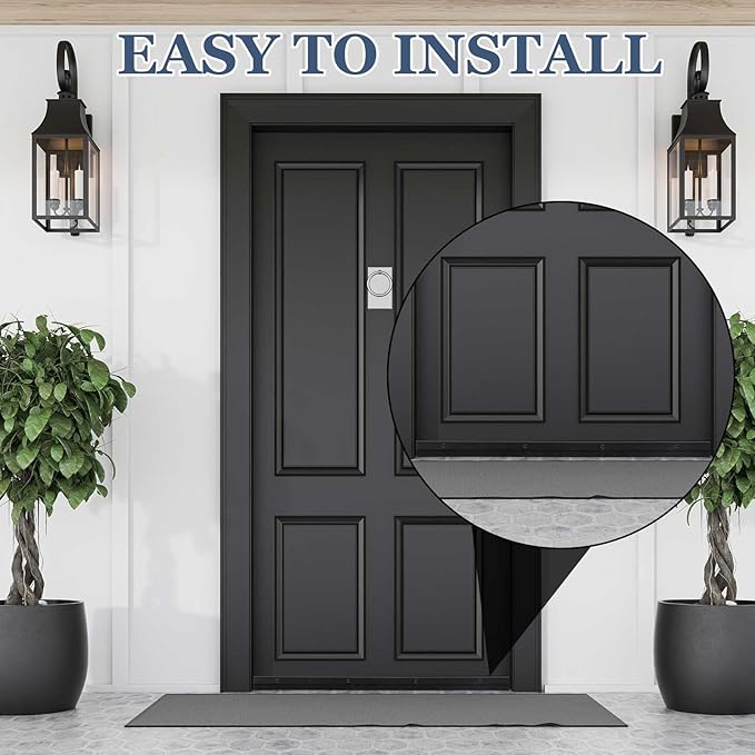 FoldTier 8 Pcs All-Season Door Sweep for Bottom of Door Exterior and Interior, Aluminum Alloy and Rubber, Commercial Weather Stripping Draft Stopper for Threshold Seal (1-3/4 x 36 Inch,Black)