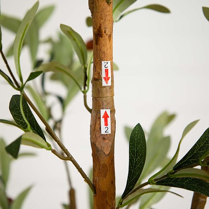Nearly Natural Olive Tree Artificial Indoor 7FT Tall Silk Faux Olive Tree for Home and Office Decor, Fake Potted Olive Tree with Natural Wood Trunk, Realistic Olive Tree Branches and Lifelike Fruits