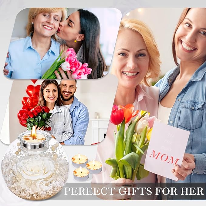 Mothers Day Rose Gifts for Mom Birthday Gift for Women Preserved Rose in Glass Dome with 2 Fragrances Eternal Purple Roses Forever Flowers for Delivery Mothers Day Flower Gifts for Mom Grandma Wife