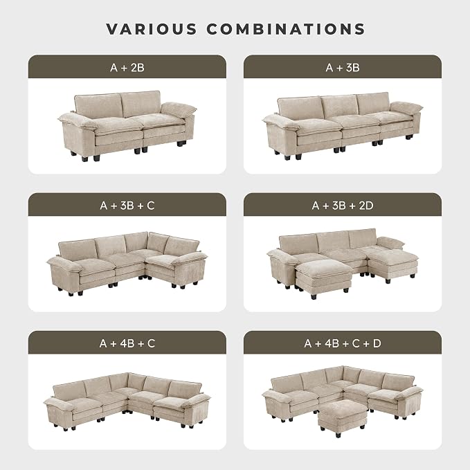 Lexicon Modular Sectional Sofa, Module for Sectional Couch, Corner Seat, Removable Cushion Cover, Soft Upholstery, Durable Frame, Customizable Comfort, Chenille Light Taupe