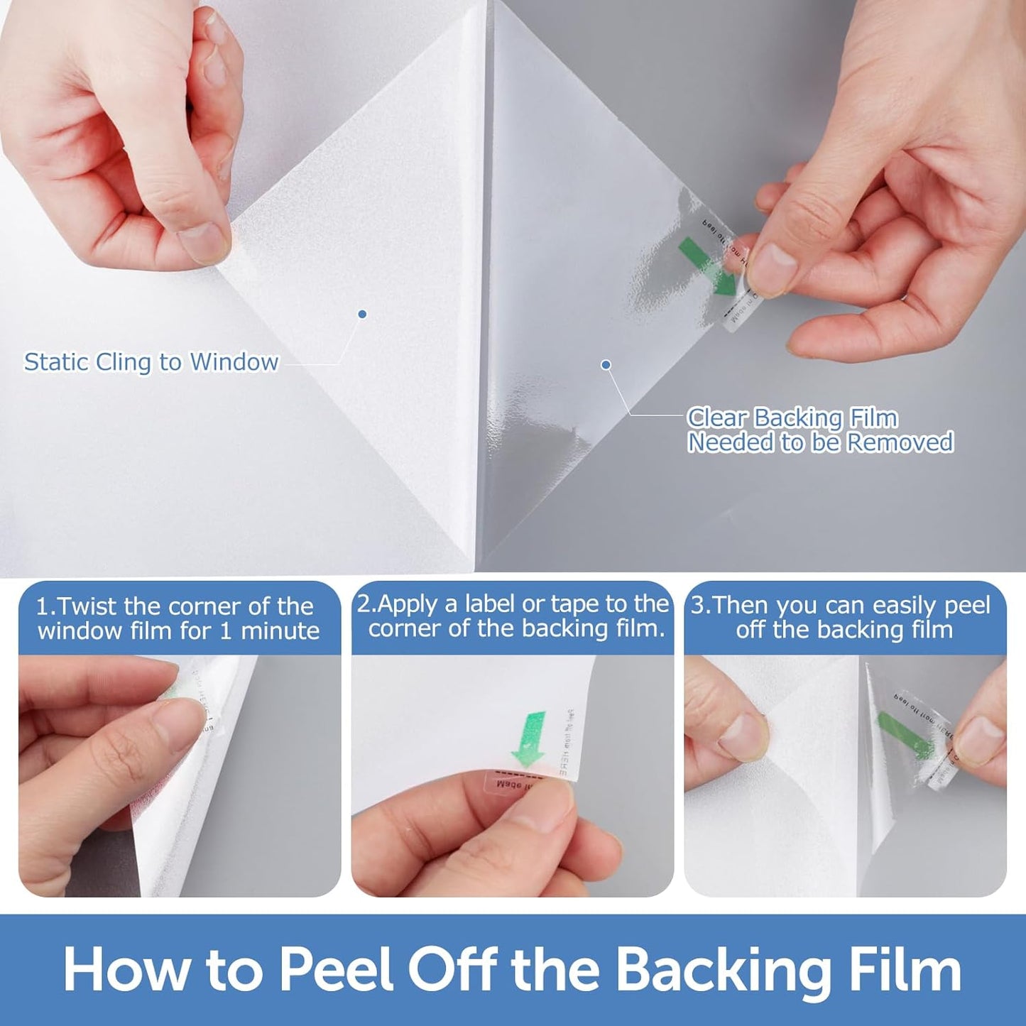 HIDBEA Frosted Window Privacy Film - Non Adhesive Static Cling Glass Stickers Sun UV Blocking Heat Control Door Covering Decals for Home Office(35.4 x 78.7 Inch, Frosted White)