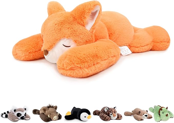 Niuniu Daddy Fox Weighted Stuffed Animals for Kids & Adults, 20" | 3.3lb Large Weighted Plushies Pillow for Sleeping and Calming, Cute Lying Plush Toy Huggable Gift for Everyday Comfort