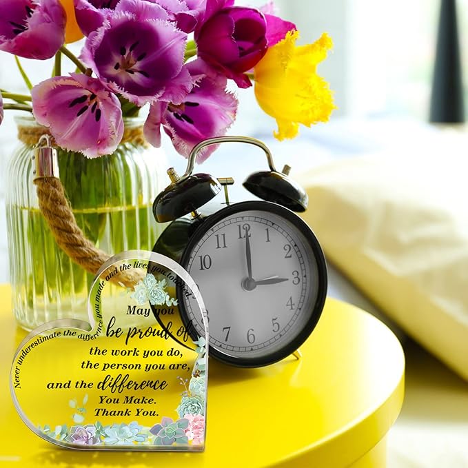 Yinder Thank You Gifts for Women Appreciation Gifts for Coworker Employee Nurse Teacher Leader Boss Inspirational Quotes Acrylic Desk Decor for Home Office Farewell Retirement