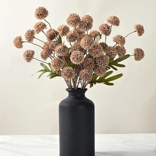 Waipfaru 10pcs Fake Silk Pompon Mum Artificial Flowers, Bulk Faux Mini Chrysanthemums, for Centerpieces Wedding Fillers Champagne Arrangements, No vase, Brown