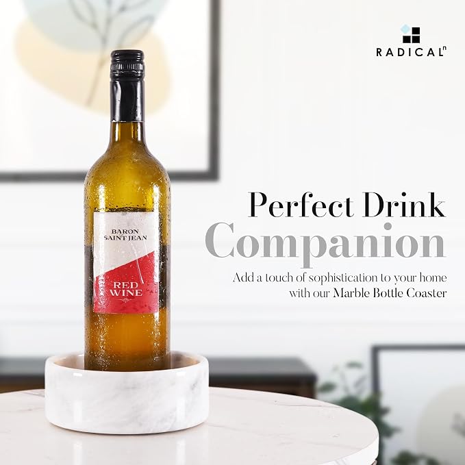 Radicaln Marble Wine Coasters 5.5" Inches White Wine Bottle Coasters for Countertop, Ideal Absorbent Cork Holder for Champagne Bottles