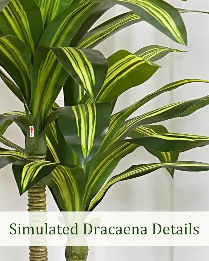 Artificial Plants Indoor, 4FT Tall Fake Tree with White Tall Planter, Artificial Dracaena Tree for Living Room Office Home Decorations Housewarming Gifts