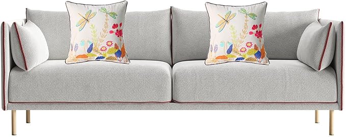 Set of 2 Embroidered Decorative Throw Pillow Covers Couch Square Pillowcases Cushion for Bedroom Sofa Farmhouse Decor 18x18 Inch (Dragonfly)