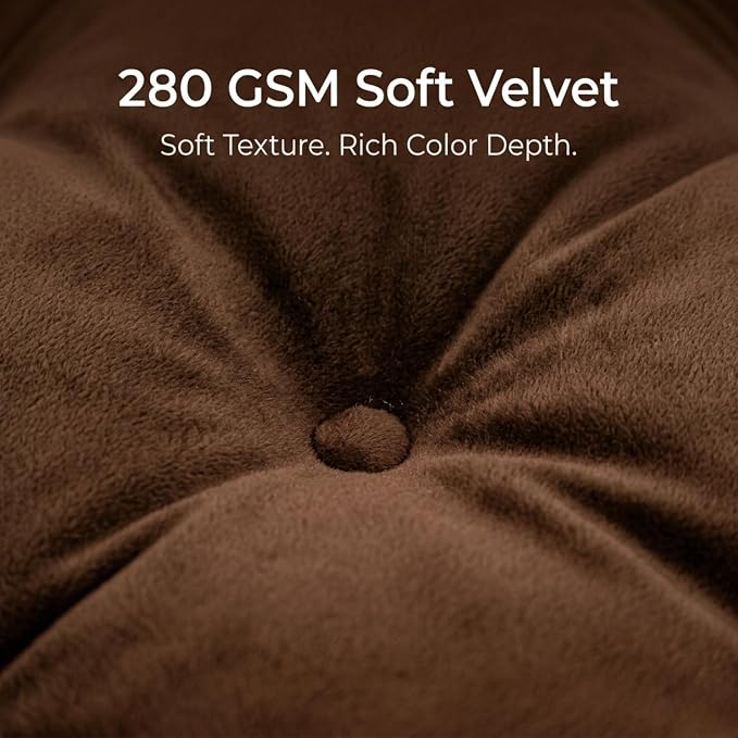 Floor Pillows for Adults Set of 2, Soft Velvet Floor Cushions for Sitting, Square Tufted Floor Pillow Set for Reading Nook, Living Room, Bedroom, 22 x 22 Inch, Brown