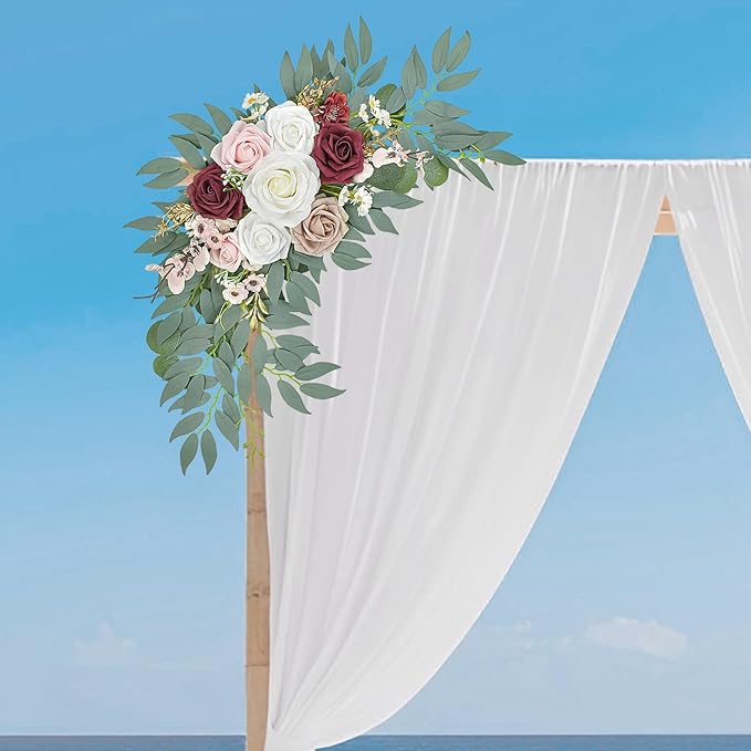 Wedding Arch Flowers, Artificial Arch Flowers for Wedding Welcome Signs Floral, Reception Backdrop Decoration, Bridal Shower, Baby Shower, Photo Backdrop Decorations (Red)