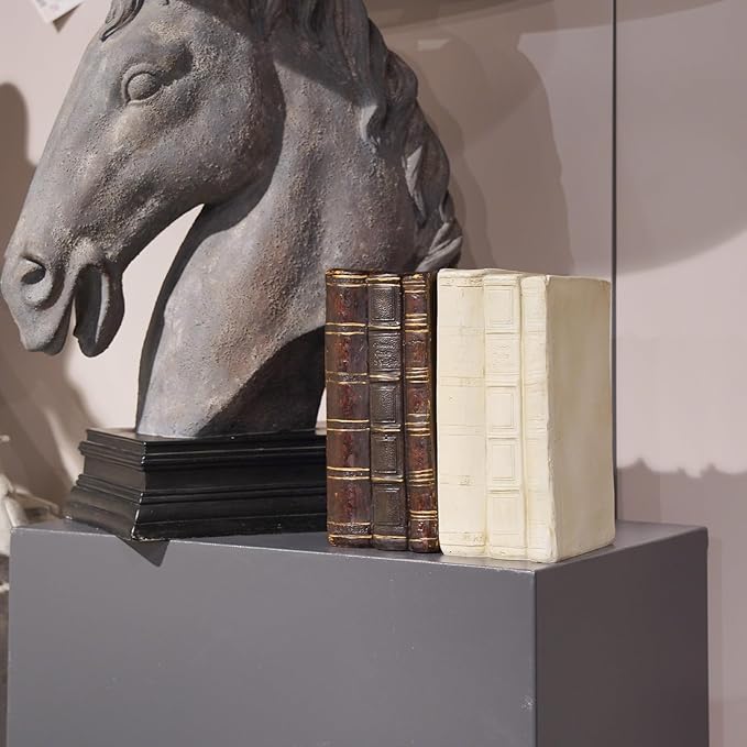 Guichifun Faux Books Living Room Decor - Resin Cute Cream Farmhouse Decor Fake Modern Fashion Decorative Books Set for Office Mantle Shelves Coffee Table Decor 4.2 * 2.7 * 6.2 Inch