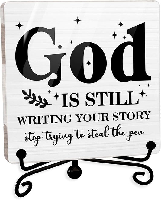 Modern Farmhouse Decor, Home Decor For Living Room, Boho Chic Aesthetic Shelf Decorations, Christian Dear God Acrylic Sign, Farmhouse Entryway Tv Stand Fireplace Coffee Table Decoration (17)