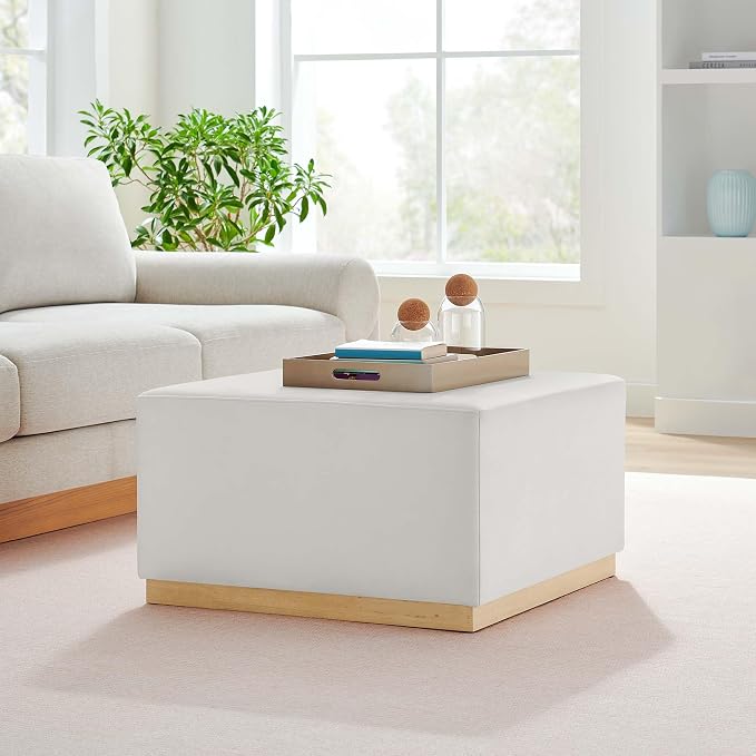 Modway Large 28" Square Performance Velvet Upholstered Upholstered Ottoman