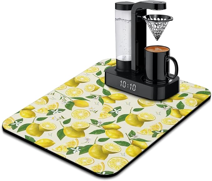 Fun Coffee Mat 24inx18in,Coffee Bar Mat for Countertops,Absorbent Hide Stain Anti-Slip Coffee Bar Accessories Fit Under Coffee Machine Mat,dish Drying Mats for Kitchen