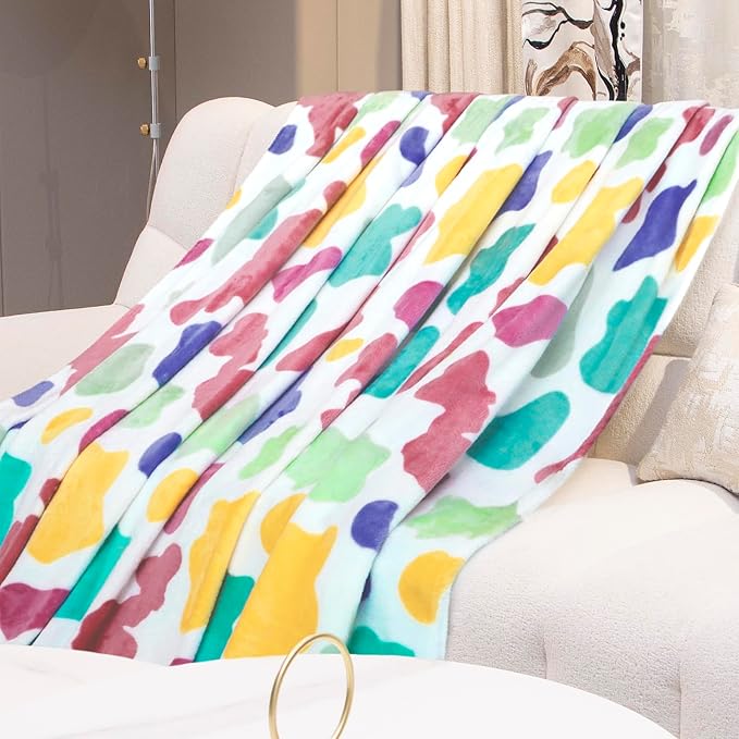 Fleece Blankets Twin Size for Bed Couch, Ultra Soft Plush Rainbow Twin Throw Blanket for Women Teen Girls, Colorful Home Room Decor, Cozy Gifts for Birthday Graduation 60x80 Inches