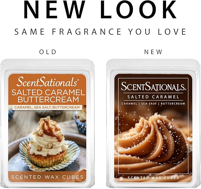 Scentsationals Wax Melts Strong Scent - Salted Caramel Buttercream - Long Lasting Scented Melts for Warmers, 10oz (24-Cubes)