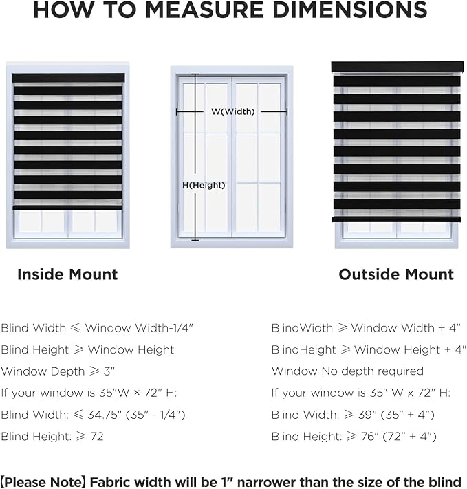 Joydeco Cordless Zebra Blinds (Pro), Dual Layer Light Control Zebra Blinds for Windows, Light-Proof Aluminum Cover, Free-Stop Roller Shades for Home & Office (Black, 41" W x 75" H)