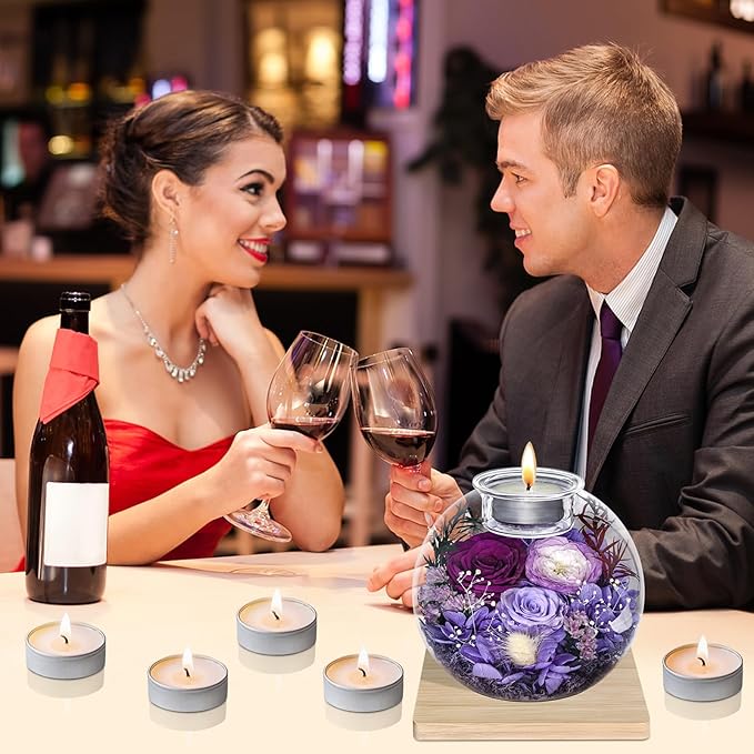 Preserved Roses Birthday Gifts for Her, Flower in Glass Dome with Scented, Flower for Women Mom Wife Daughter Girlfriend on Birthday Mothers Day Anniversary Valentines Day Christmas (Purple)